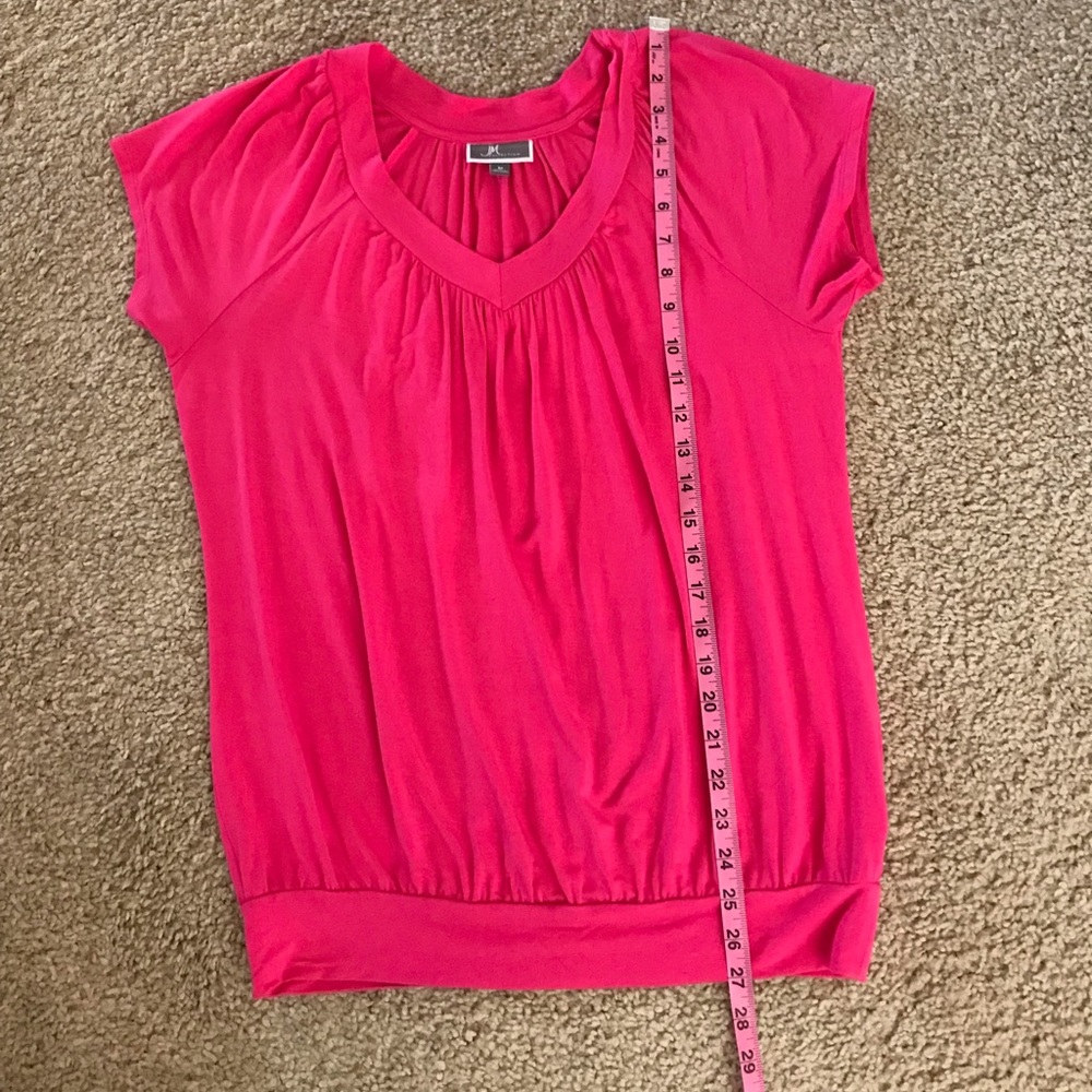 JM Collection v-neck smocked blouson top - Picture 7 of 11